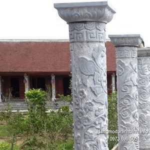 Cột đá xanh đẹp chạm khắc rồng giá hợp lý thiết kế cao cấp