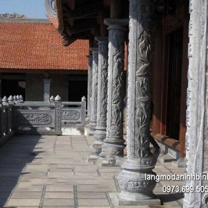 Cột đá xanh đẹp chạm khắc lân giá hợp lý thiết kế cao cấp