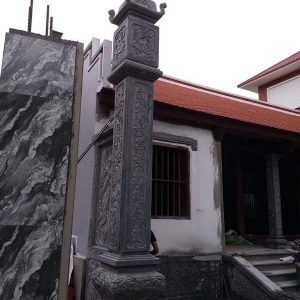 Cột đá xanh đẹp chạm khắc rồng giá tốt thiết kế cao cấp