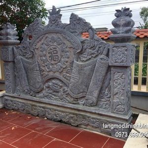 Mẫu cuốn thư đá chạm khắc đẹp chấn phong thủy cho khu lăng mộ