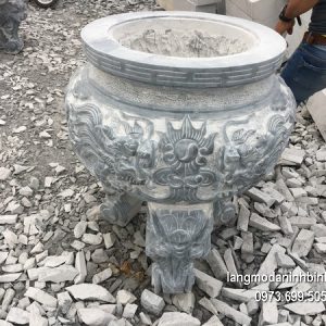 Lư hương đá đặt nhà chùa hoa văn tinh tế thiết kế đơn giản giá tốt