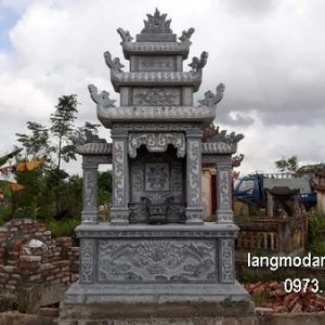 Mộ ba mái đá khối tự nhiên chạm khắc đẹp chất lượng tốt giá hợp lý