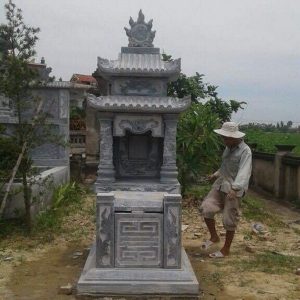 Mẫu mộ hai mái đá khối hoa văn đẹp chất lượng cao giá rẻ