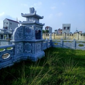 Mẫu mộ hai mái đá khối chạm trổ đẹp chất lượng tốt giá hợp lý