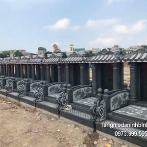Mộ một mái đá xanh khối giá rẻ thiết kế hiện đại
