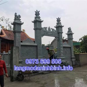 Mẫu cổng đá nhà thờ tộc đẹp chạm khắc hoa văn tinh xảo