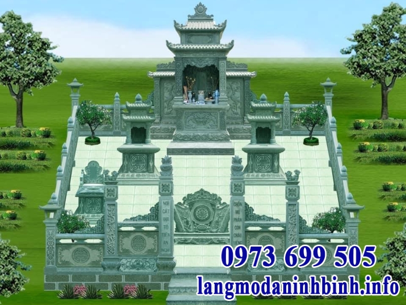 Bản thiết kế lăng mộ được xây dựng với chất liệu đá xanh rêu mang vẻ đẹp cổ kính